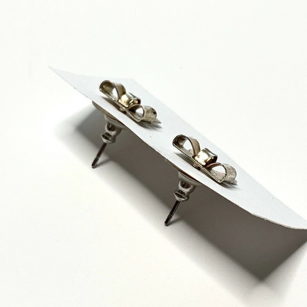 Vintage Earrings Women Silver Bow Studs - Picture 3 of 3
